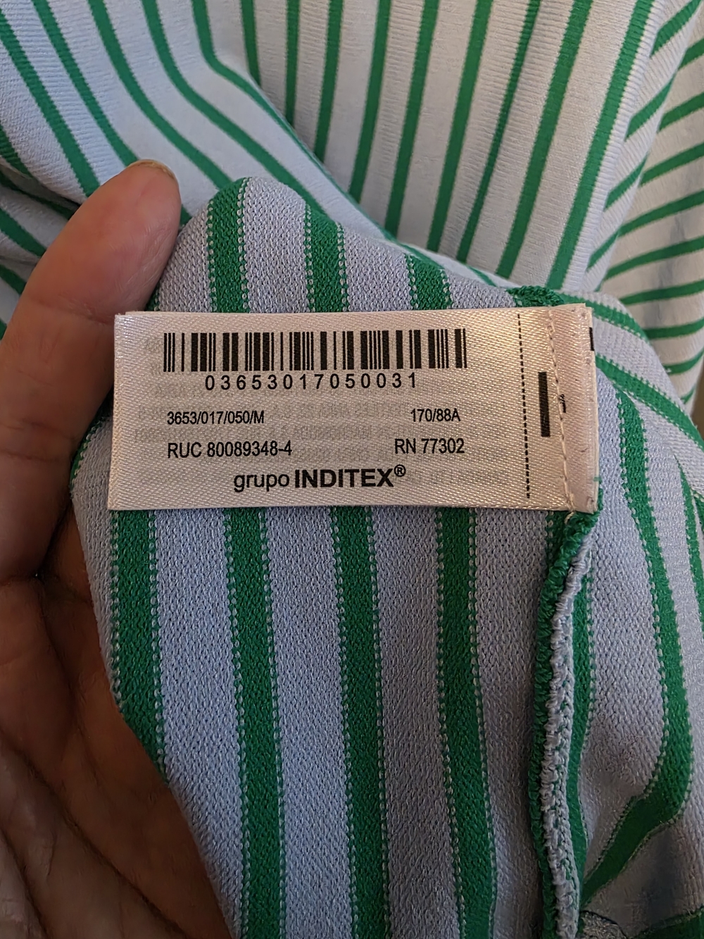 Zara Knit Blue & Green Striped Sweater Size Medium | Lightweight Crewneck - Picture 6 of 7